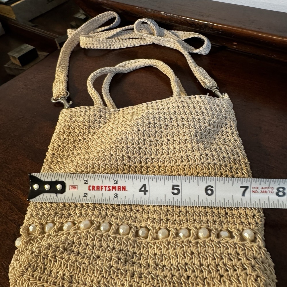 Kathy Ireland Purse Crossbody 7.25"x7.25" W/ Strap Ivory Color Zip Closure VNTG - Picture 7 of 12